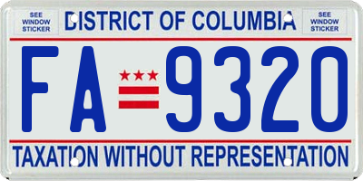 DC license plate FA9320