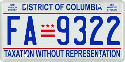 DC license plate FA9322