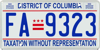 DC license plate FA9323