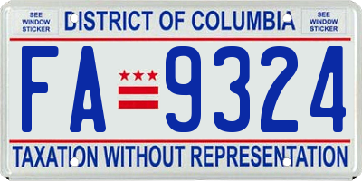 DC license plate FA9324