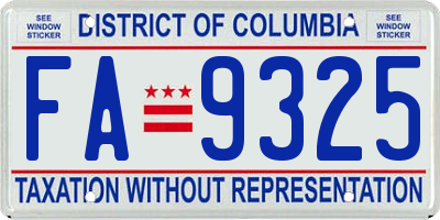 DC license plate FA9325