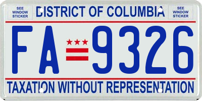 DC license plate FA9326