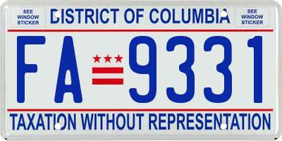 DC license plate FA9331