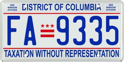 DC license plate FA9335