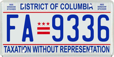 DC license plate FA9336