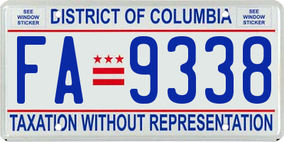 DC license plate FA9338