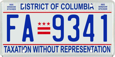 DC license plate FA9341