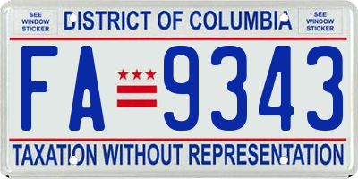 DC license plate FA9343