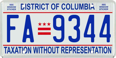 DC license plate FA9344