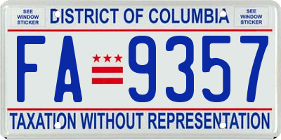 DC license plate FA9357