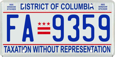 DC license plate FA9359