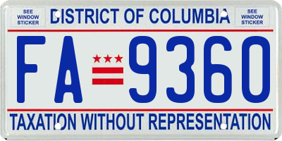 DC license plate FA9360