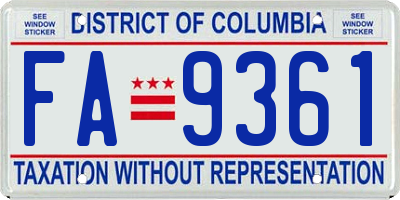 DC license plate FA9361