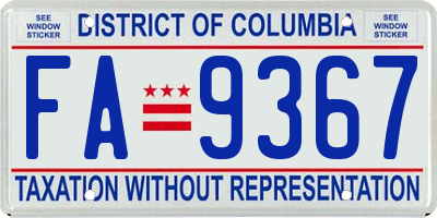 DC license plate FA9367