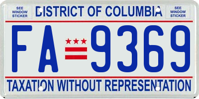 DC license plate FA9369