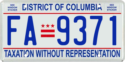 DC license plate FA9371