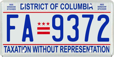 DC license plate FA9372