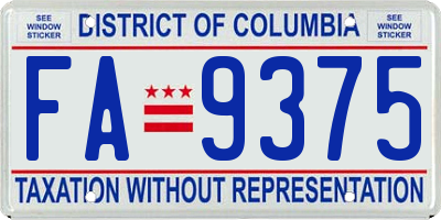 DC license plate FA9375