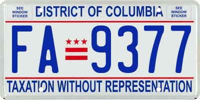 DC license plate FA9377