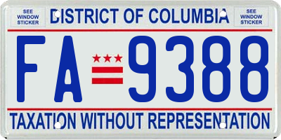 DC license plate FA9388