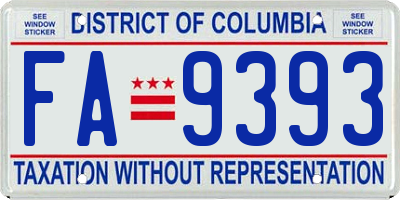 DC license plate FA9393