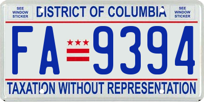 DC license plate FA9394