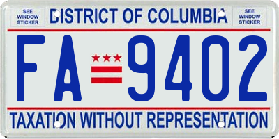 DC license plate FA9402