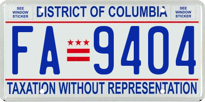 DC license plate FA9404