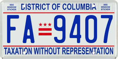 DC license plate FA9407