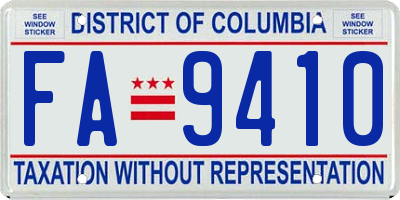 DC license plate FA9410