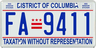 DC license plate FA9411