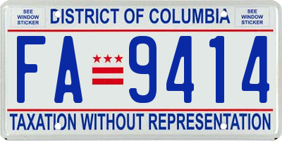 DC license plate FA9414