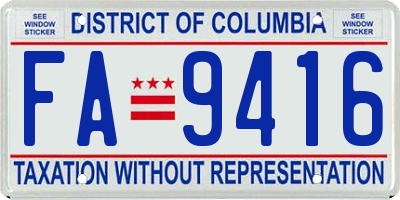 DC license plate FA9416