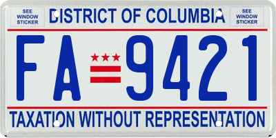 DC license plate FA9421