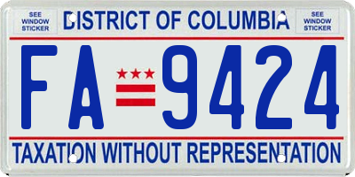 DC license plate FA9424