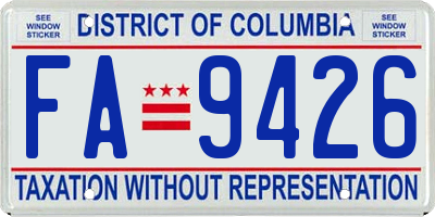 DC license plate FA9426