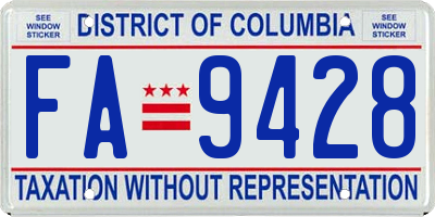 DC license plate FA9428