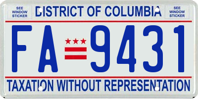 DC license plate FA9431