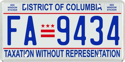 DC license plate FA9434