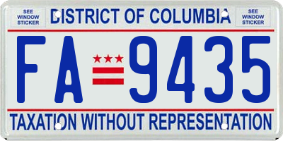 DC license plate FA9435