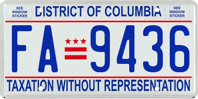 DC license plate FA9436