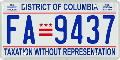 DC license plate FA9437