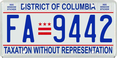 DC license plate FA9442