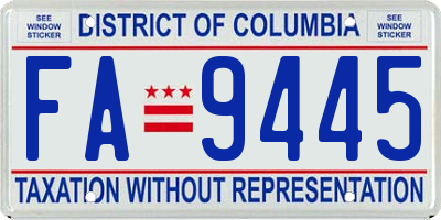 DC license plate FA9445