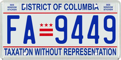 DC license plate FA9449