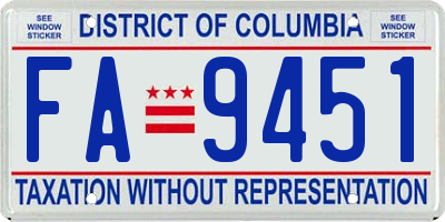 DC license plate FA9451