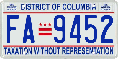 DC license plate FA9452