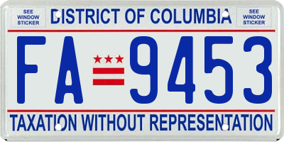 DC license plate FA9453