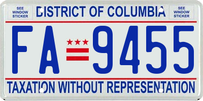 DC license plate FA9455