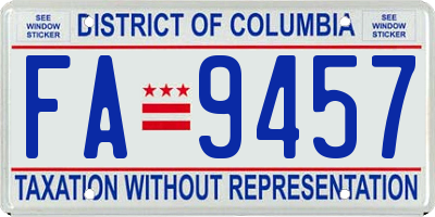 DC license plate FA9457